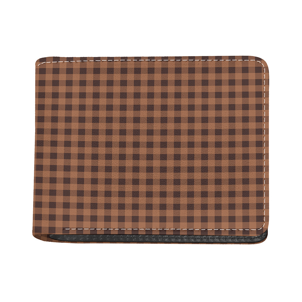 Dark Brown Check Pattern Print Bifold Wallet