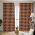 Dark Brown Check Pattern Print Dimout Pencil Pleat Curtains