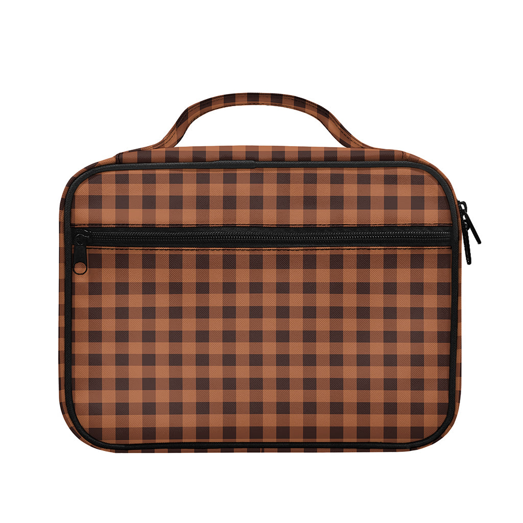 Dark Brown Check Pattern Print Briefcase Bible Bag