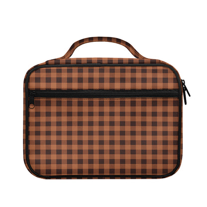 Dark Brown Check Pattern Print Briefcase Bible Bag