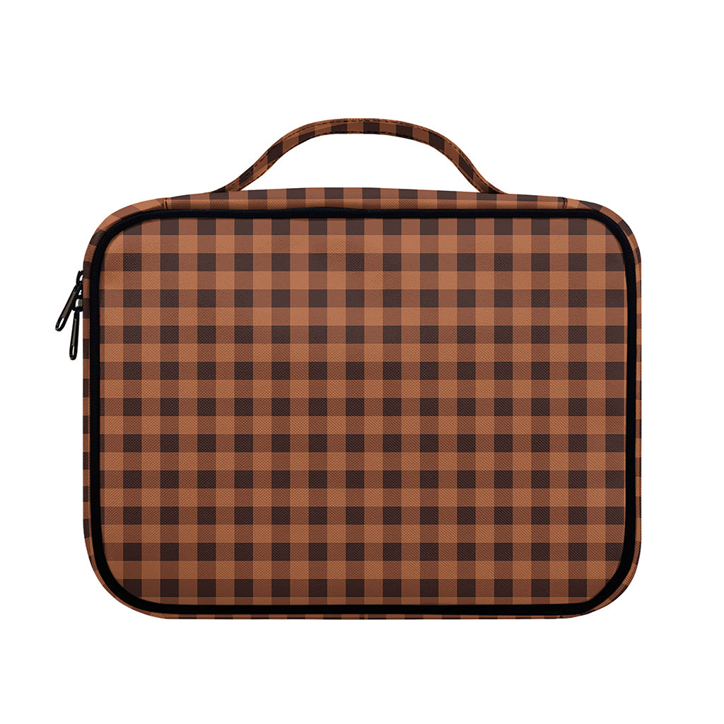 Dark Brown Check Pattern Print Briefcase Bible Bag