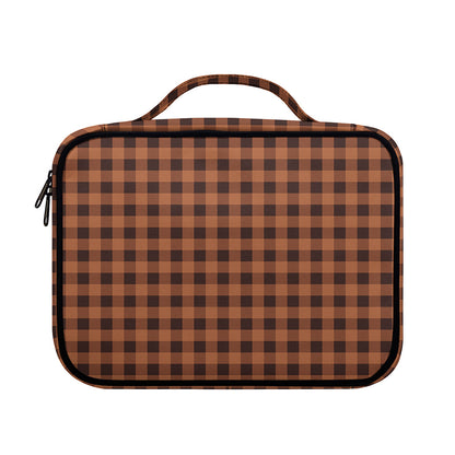 Dark Brown Check Pattern Print Briefcase Bible Bag