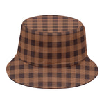 Dark Brown Check Pattern Print Bucket Hat