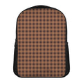Dark Brown Check Pattern Print Casual Backpack