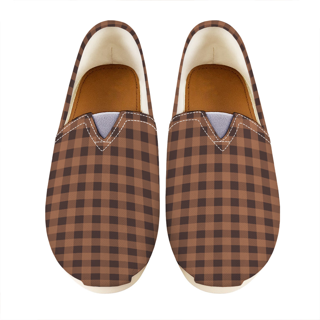 Dark Brown Check Pattern Print Casual Shoes