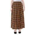 Dark Brown Check Pattern Print Chiffon Maxi Skirt