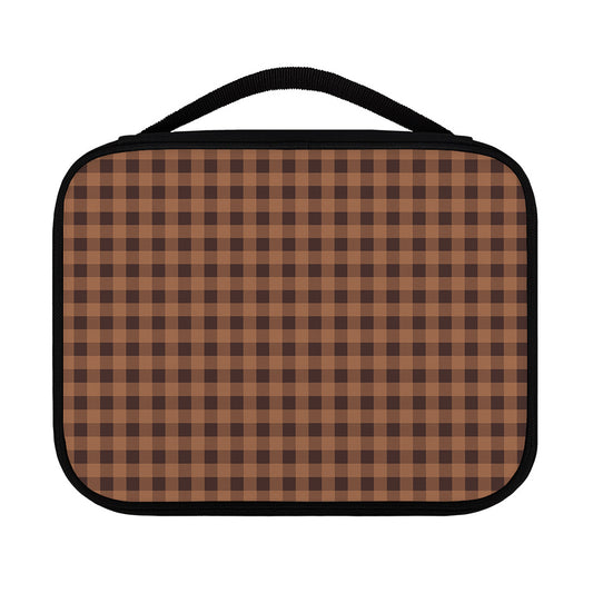 Dark Brown Check Pattern Print Classic Bible Case