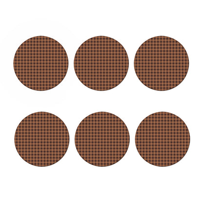 Dark Brown Check Pattern Print Coaster Set