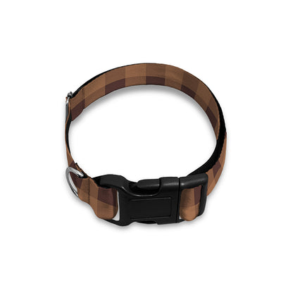 Dark Brown Check Pattern Print Dog Collar