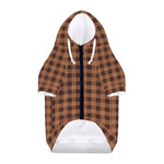 Dark Brown Check Pattern Print Dog Zip Up Hoodie
