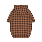 Dark Brown Check Pattern Print Dog Zip Up Hoodie