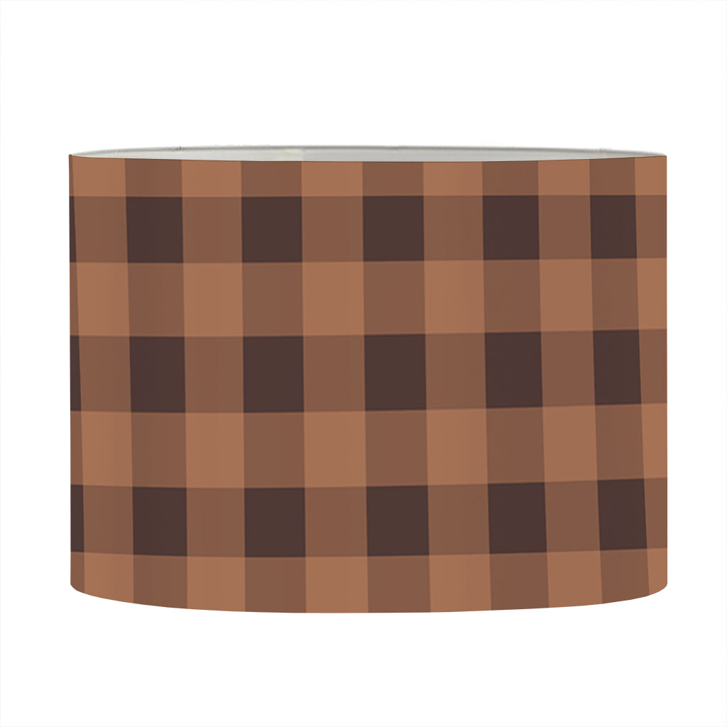 Dark Brown Check Pattern Print Drum Lamp Shade