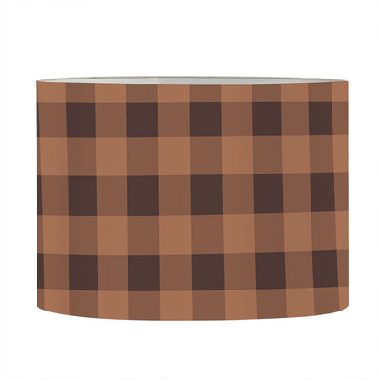 Dark Brown Check Pattern Print Drum Lamp Shade