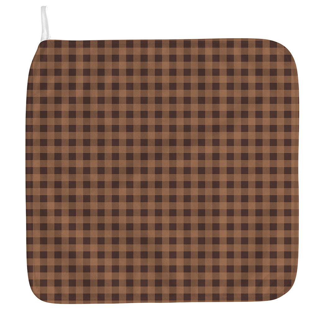 Dark Brown Check Pattern Print Hand Towel