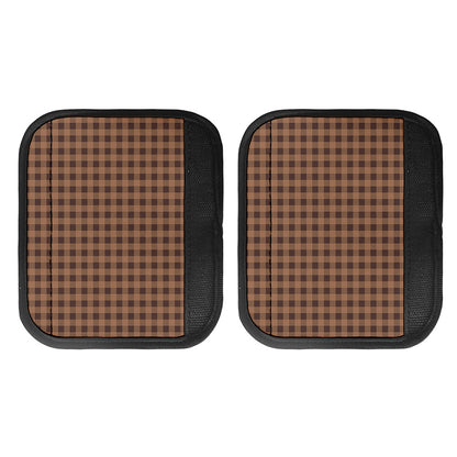 Dark Brown Check Pattern Print Handle Covers