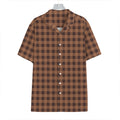 Dark Brown Check Pattern Print Hawaiian Shirt