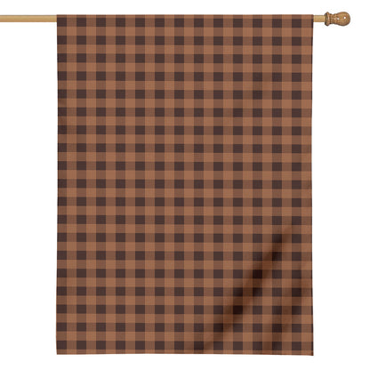 Dark Brown Check Pattern Print House Flag