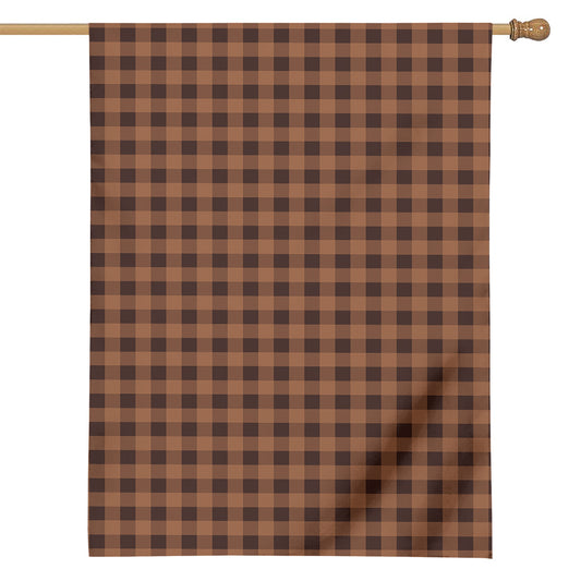 Dark Brown Check Pattern Print House Flag