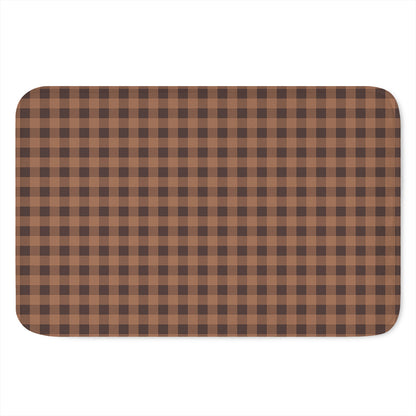 Dark Brown Check Pattern Print Indoor Door Mat