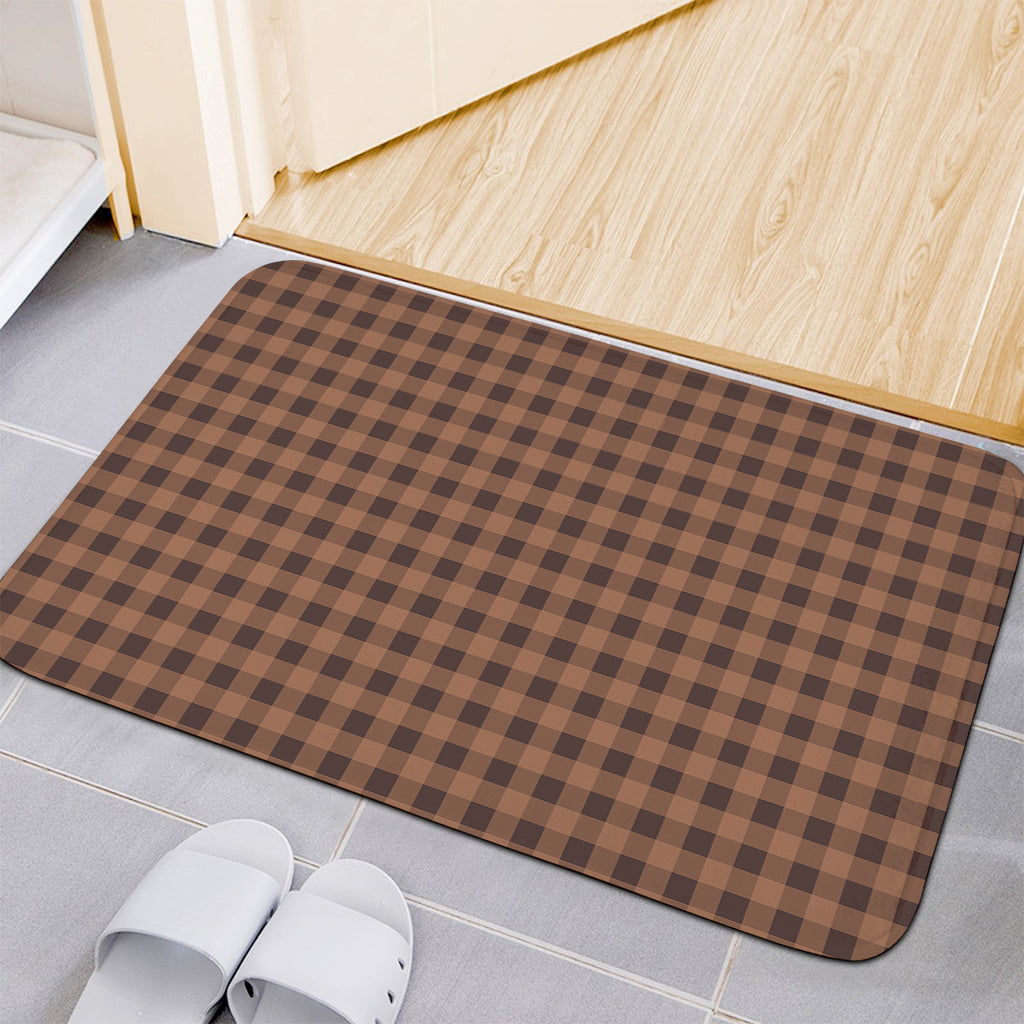 Dark Brown Check Pattern Print Indoor Door Mat