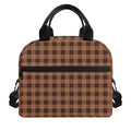 Dark Brown Check Pattern Print Insulated Lunch Bag