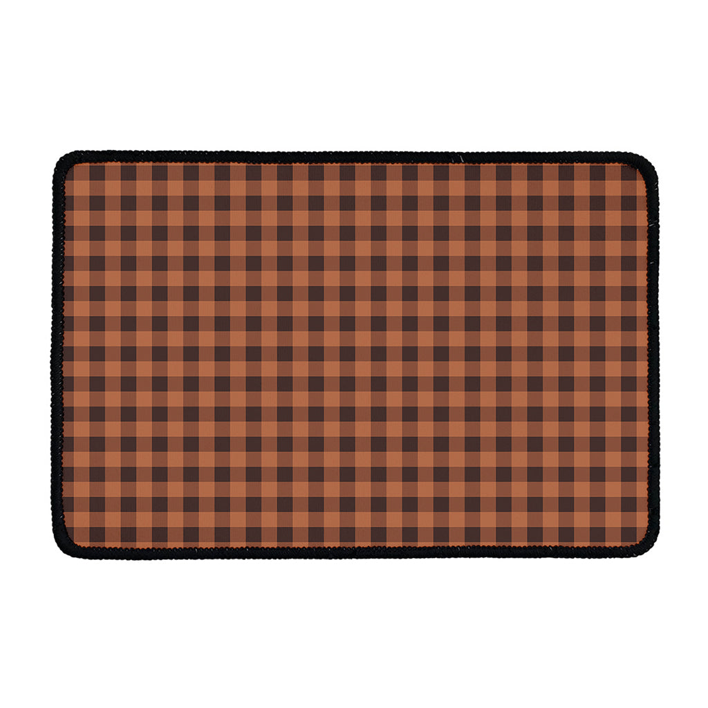 Dark Brown Check Pattern Print Kitchen Mat