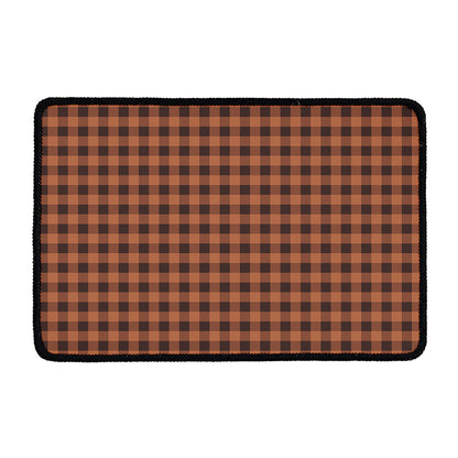 Dark Brown Check Pattern Print Kitchen Mat