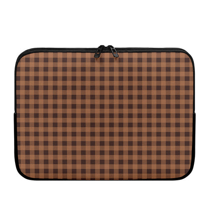 Dark Brown Check Pattern Print Laptop Sleeve