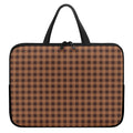 Dark Brown Check Pattern Print Laptop Sleeve With Handle