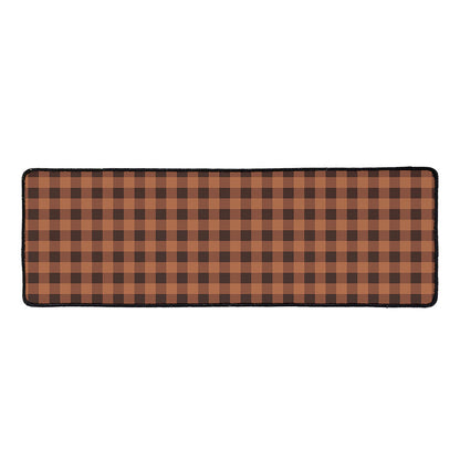 Dark Brown Check Pattern Print Long Kitchen Mat