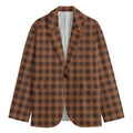 Dark Brown Check Pattern Print Men's Blazer