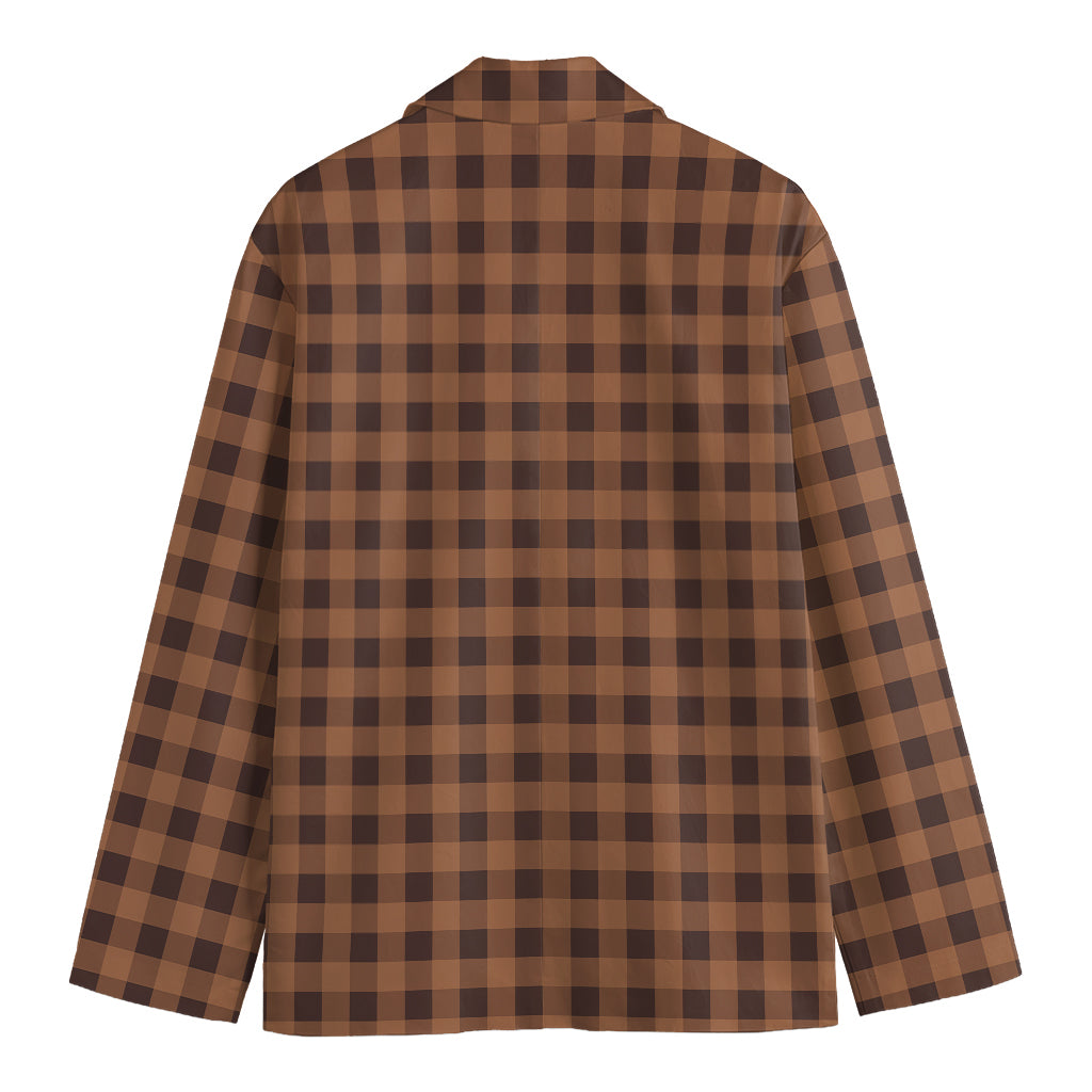 Dark Brown Check Pattern Print Men's Blazer