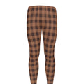 Dark Brown Check Pattern Print Men's Leggings
