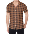 Dark Brown Check Pattern Print Men's Shirt