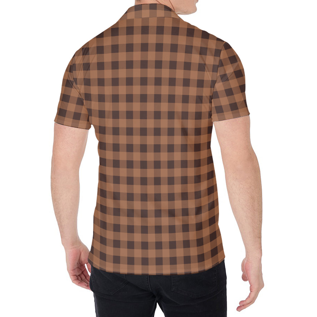 Dark Brown Check Pattern Print Men's Shirt