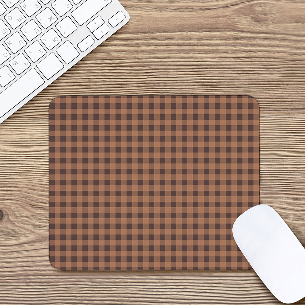 Dark Brown Check Pattern Print Mouse Pad