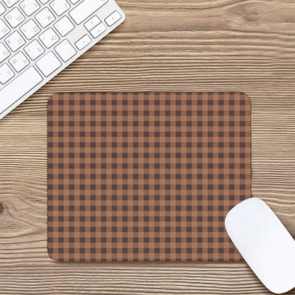Dark Brown Check Pattern Print Mouse Pad