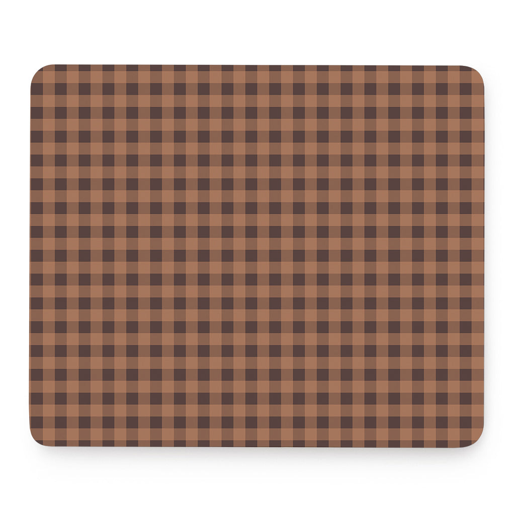 Dark Brown Check Pattern Print Mouse Pad