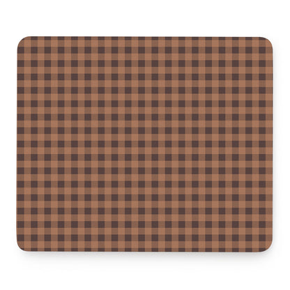 Dark Brown Check Pattern Print Mouse Pad