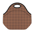 Dark Brown Check Pattern Print Neoprene Lunch Bag
