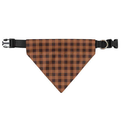Dark Brown Check Pattern Print Over The Collar Dog Bandana