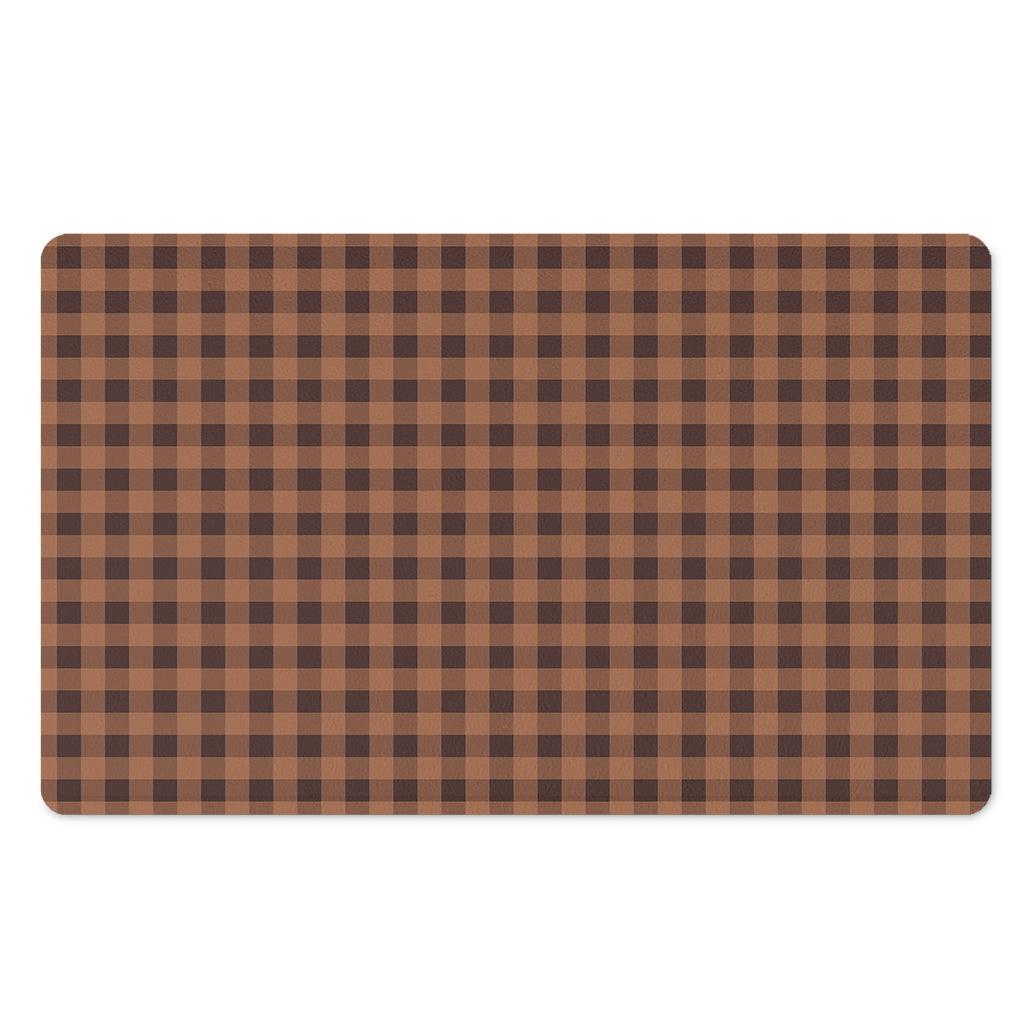 Dark Brown Check Pattern Print Polyester Doormat