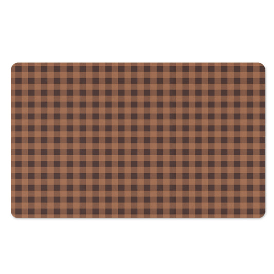 Dark Brown Check Pattern Print Polyester Doormat