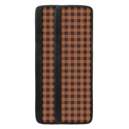 Dark Brown Check Pattern Print Refrigerator Handle Covers