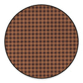 Dark Brown Check Pattern Print Round Floor Mat