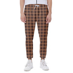 Dark Brown Check Pattern Print Scuba Joggers