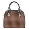 Dark Brown Check Pattern Print Shoulder Handbag