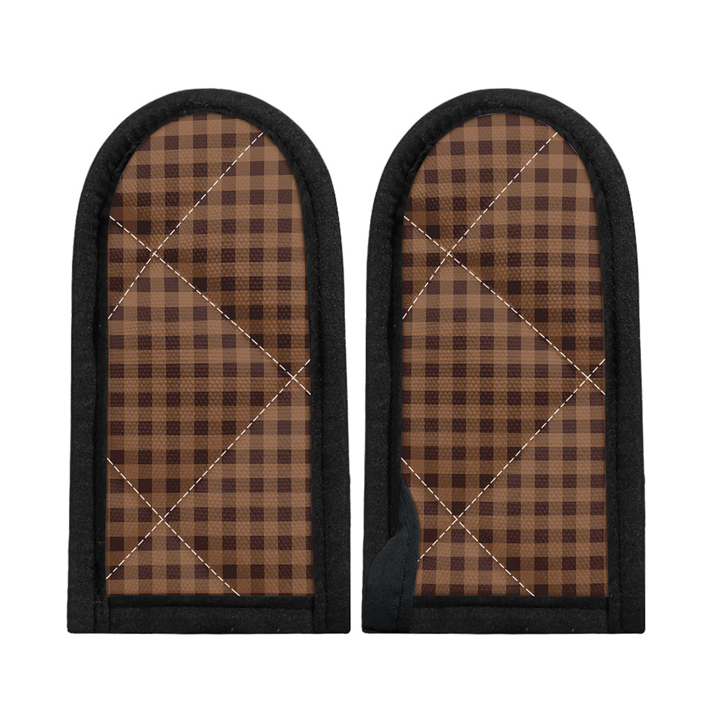 Dark Brown Check Pattern Print Skillet Handle Cover