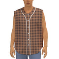 Dark Brown Check Pattern Print Sleeveless Baseball Jersey