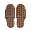 Dark Brown Check Pattern Print Slippers